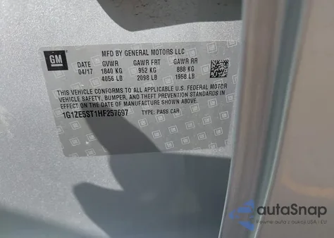 2017 Chevrolet Malibu 1Lt from USA, damaged, VIN 1G1ZE5ST1HF257697